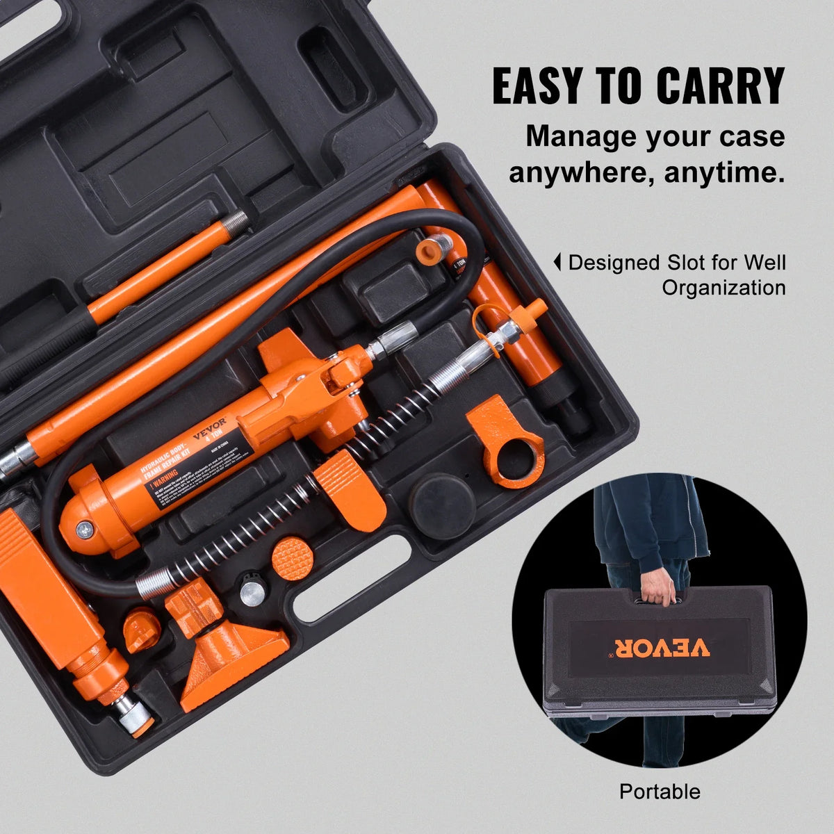 4/10/12/20 Ton Power Hydraulic Cylinder Jack Autobody Frame Repair Tool Kit Automotive Truck Lifting Jack Heavy Equipment