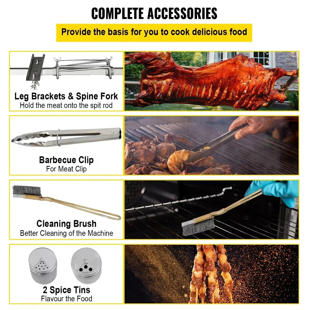 Stainless Steel Rotisserie Grill BBQ Whole Charcoal Spit Grill Electric BBQ Roasting Box with Motor for Outdoor CampingBBQ