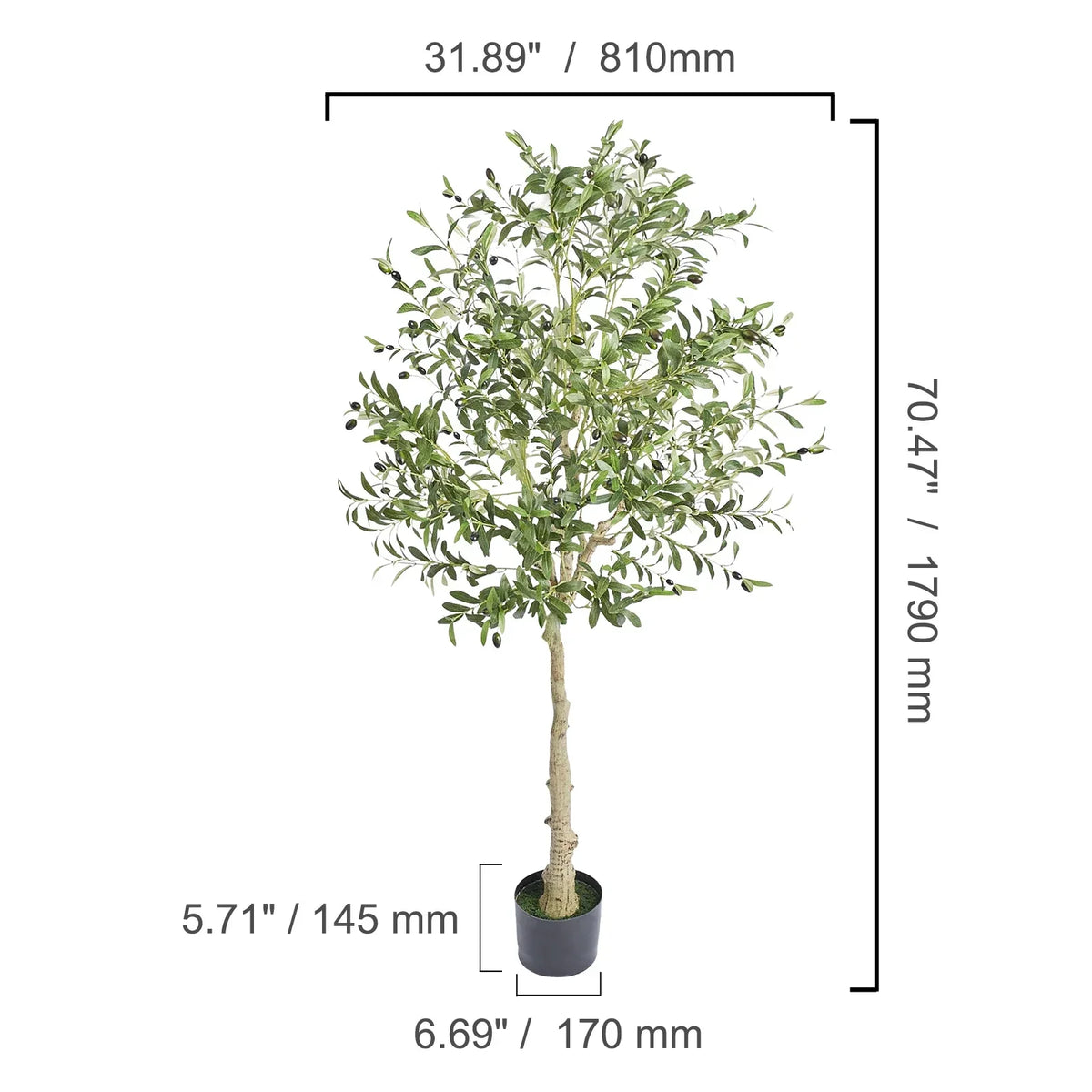 Artificial Olive Tree 4/5/6 FT Tall Faux Plant Secure PE Material & Anti-Tip Tilt Protection Low-Maintenance Tree for Home