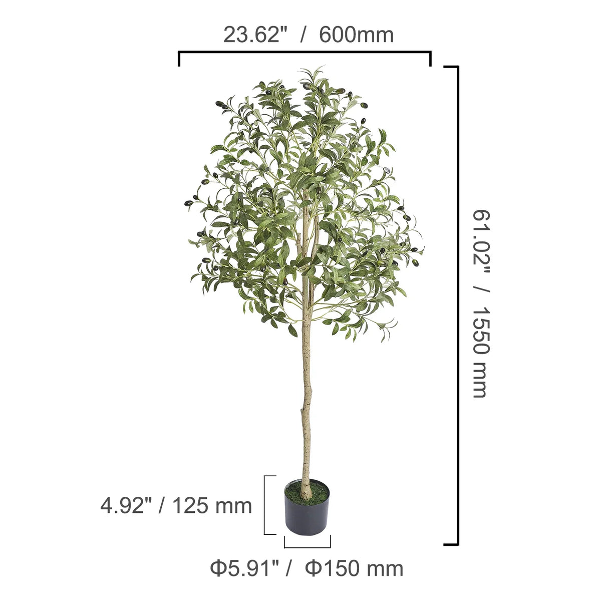 Artificial Olive Tree 4/5/6 FT Tall Faux Plant Secure PE Material & Anti-Tip Tilt Protection Low-Maintenance Tree for Home