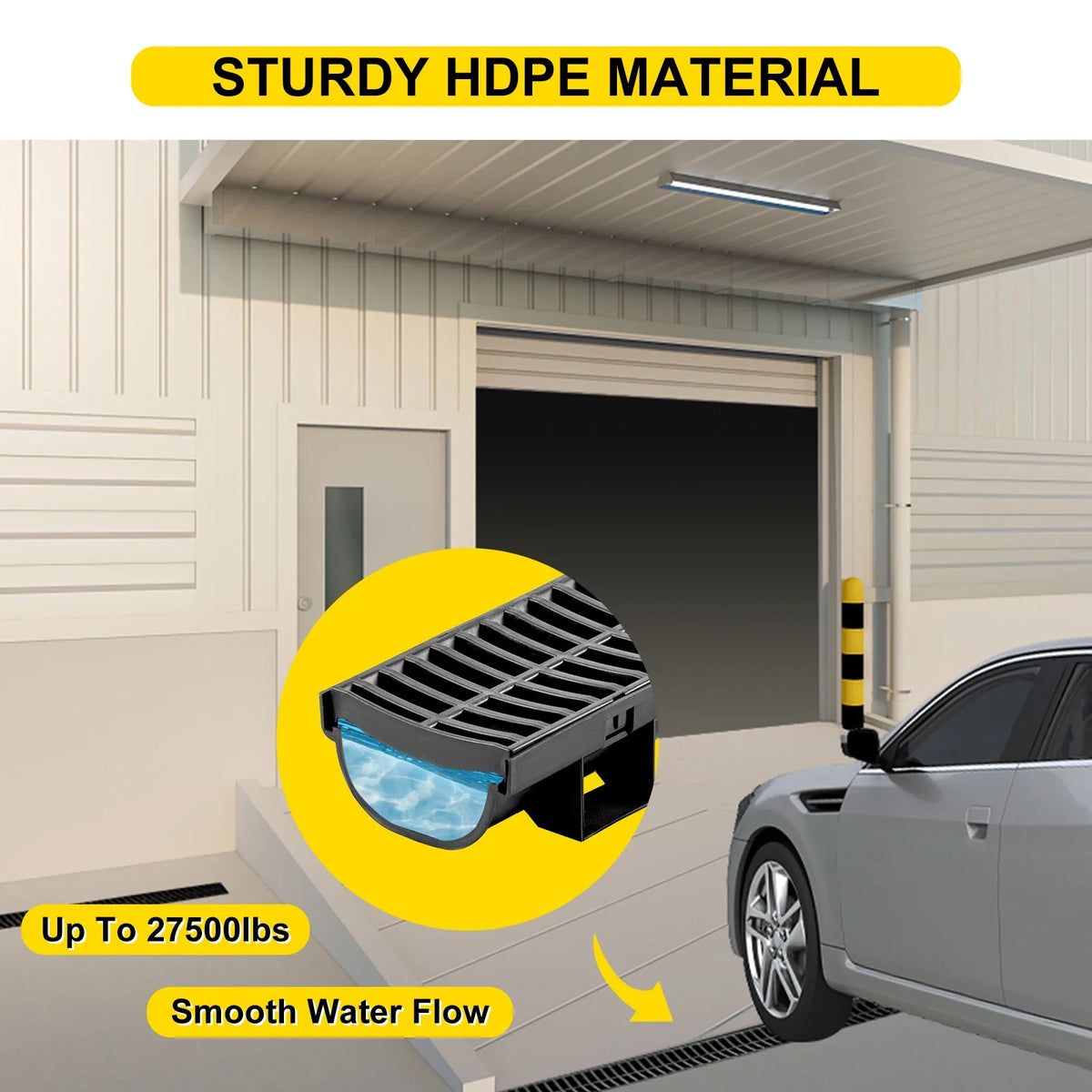 Drainage Trench Driveway Channel Drain With Plastic Grate 3-5 Pack HDPE Floor Drain Trench Drain Grate For Garden Driveway