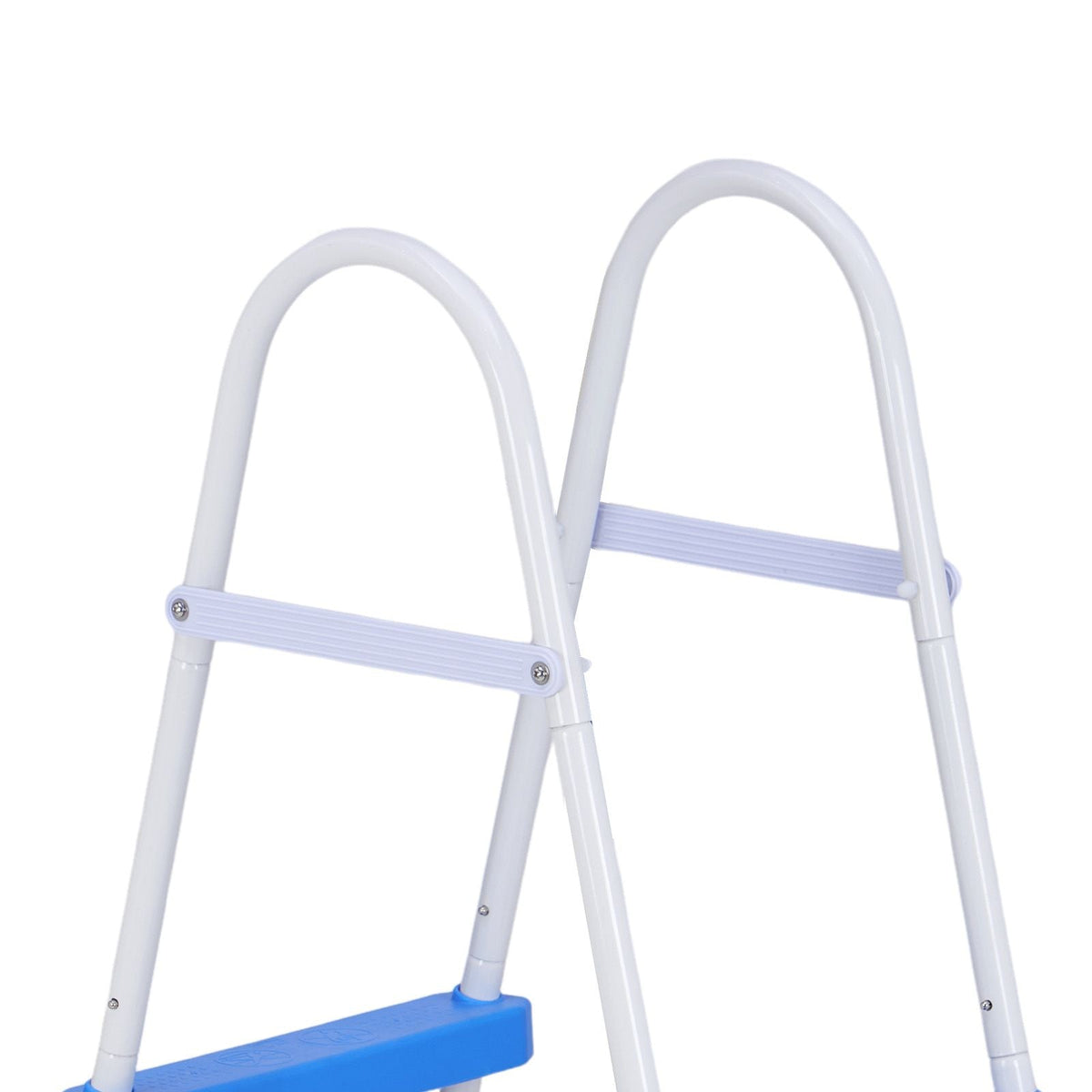 Above Ground Pool Ladder, 3-Step Steel A-Frame Swimming Pool Stairs for 36 in High Wall, 300 lbs Capacity Entry/Exit Steps with Secure Non-Slip Sturdy Wide Step, Easy Setup, White & Blue