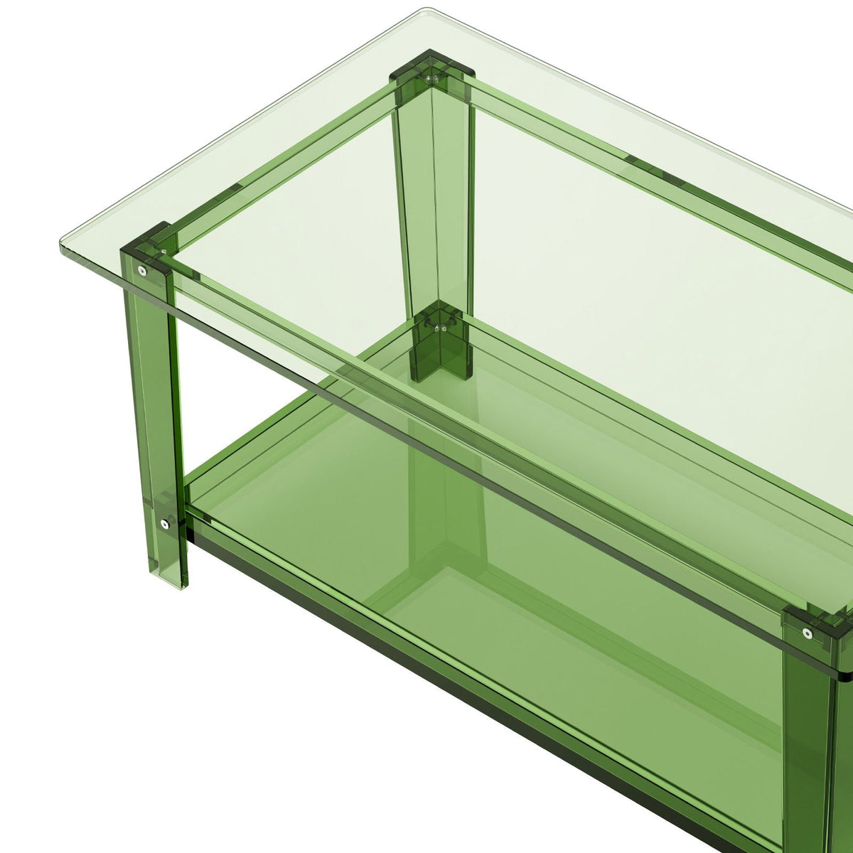 Acrylic Coffee Table, 2 Tiers Center Table with Storage Shelf, Modern Rectangle Acrylic Coffee Desk, Ideal for Dining Room, Kitchen Island, Restaurant, Office, 19.7 x 31.5 x 15.7 in (Green)