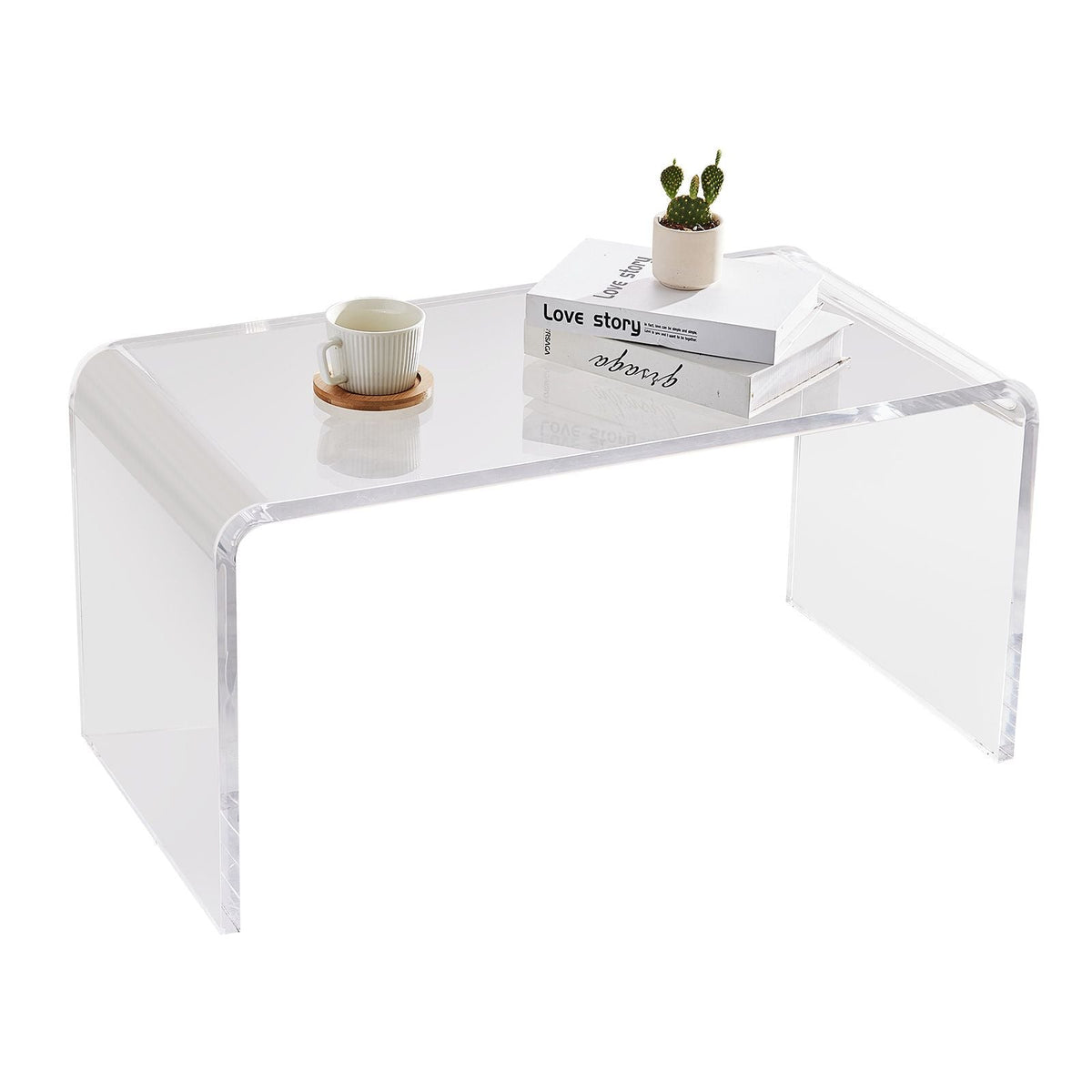 Acrylic Coffee Table, C-Shaped Clear Acrylic End Table, 16.3 inch high Transparent Acrylic Side Table, for Coffee, Drink, Food, Snack used in Living Room, Courtyard, Terrace