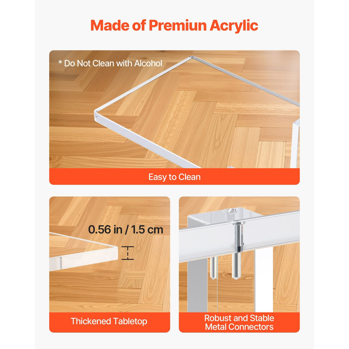 Acrylic Console Table, 2 Tiers Narrow Side Desk with Bottom Open Storage, Modern Rectangle Acrylic End Table, Transparent Entry Desk for Foyer, Hallway, Living Room, 7.6 x 39.4 x 31.5 in (Clear)
