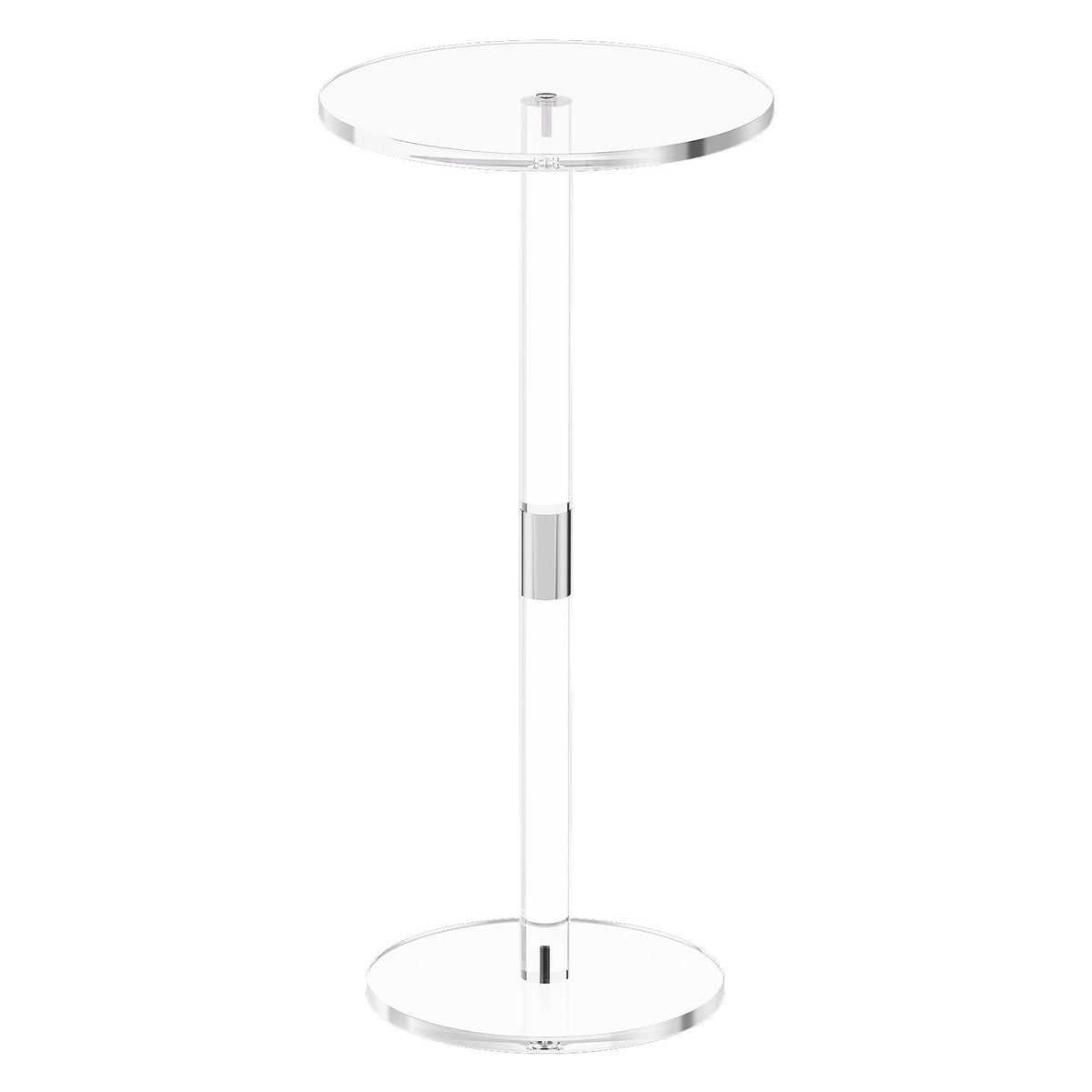 Acrylic Drink Table, Clear End Table Round Top with Solid Post, Modern Acrylic Cake Table Stand, Transparent Side Desk for Coffee, Drink, Food, Snack, Easy Assembly, 10 x 10 x 21.3 in (Clear)