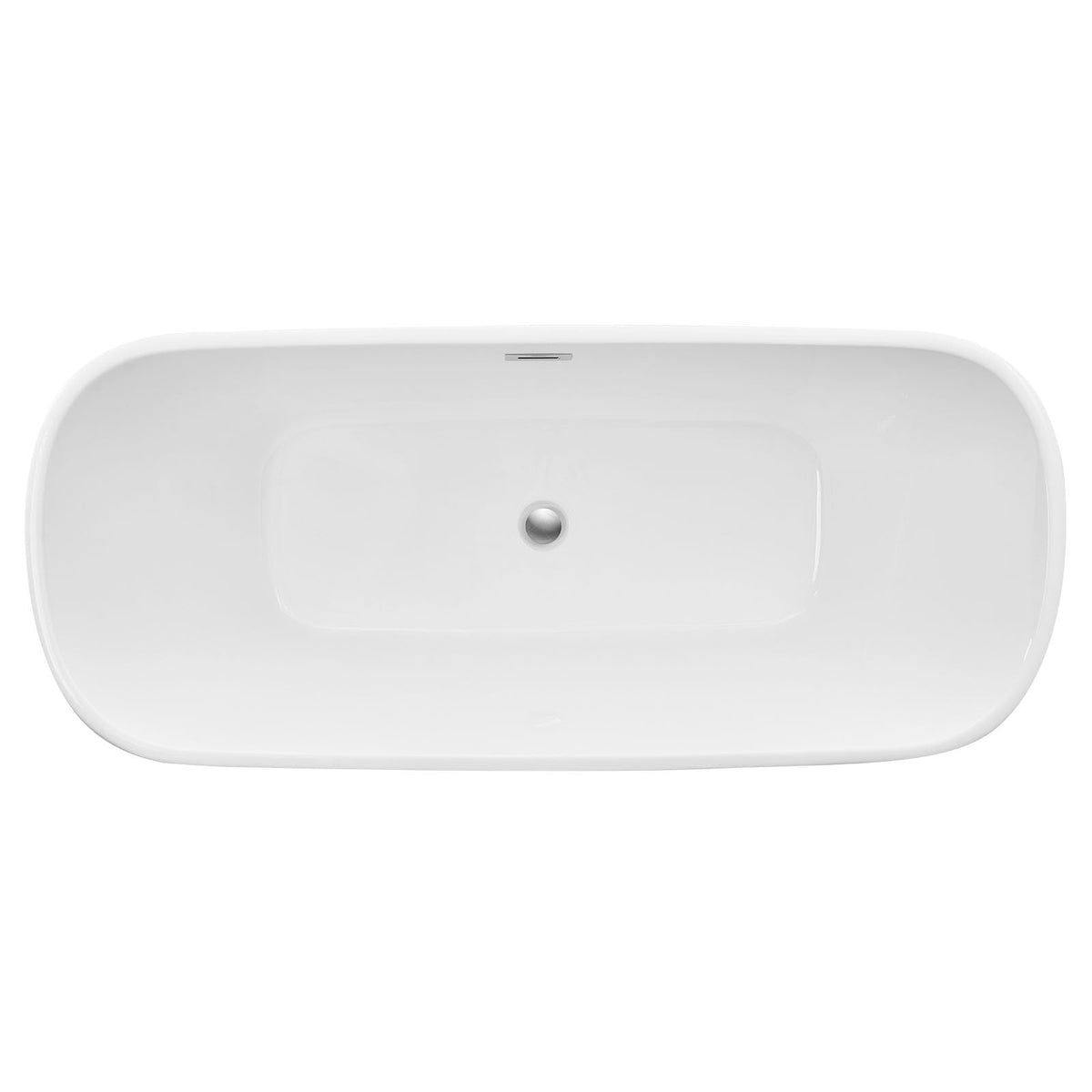 Acrylic Freestanding Bathtub, 67 Inch Contemporary Soaking White Tub with Polished Chrome Overflow and Drain, Elegant Oval Shape Stand Alone Soaker Tub for Modern Bathroom or Remodel Projects