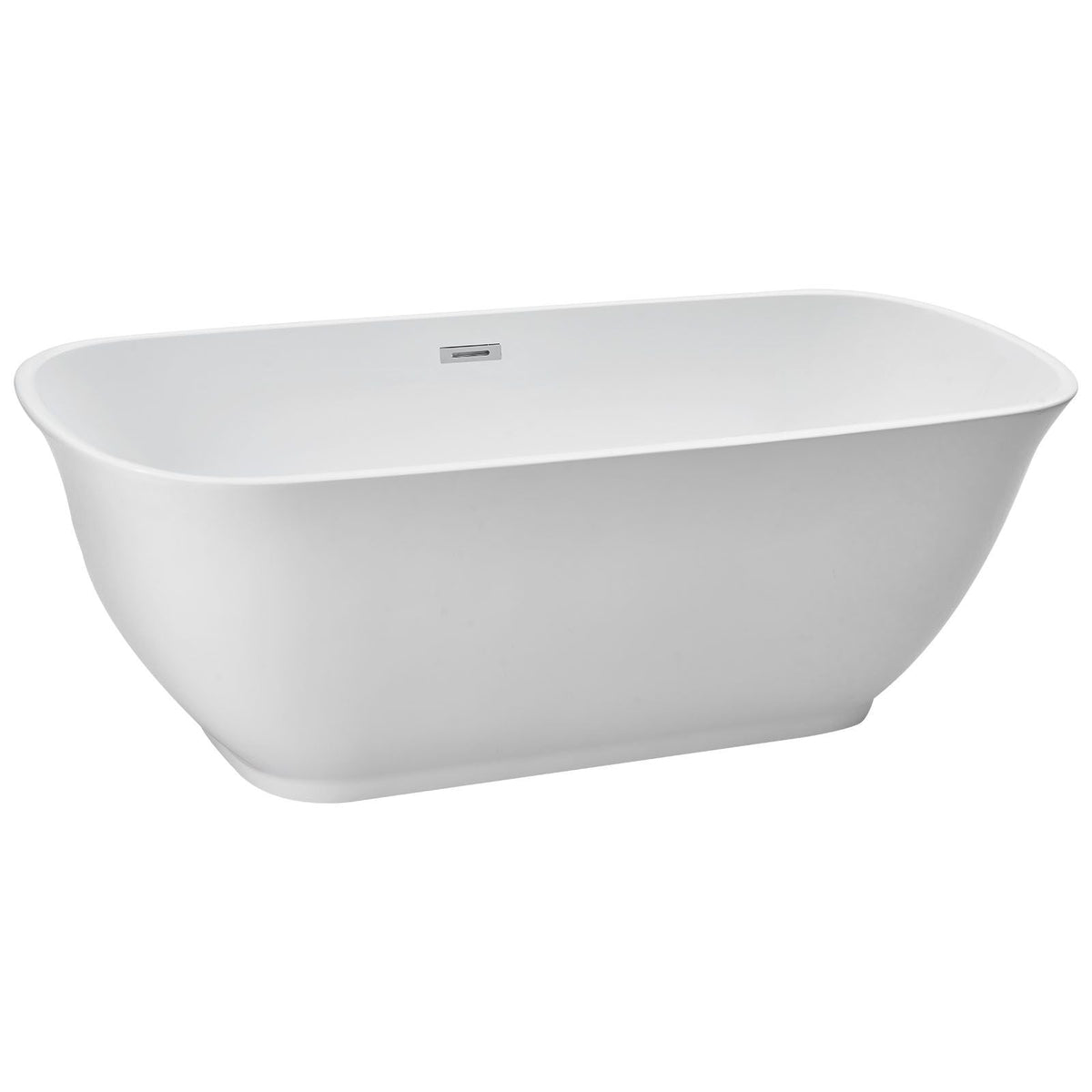 Acrylic Freestanding Bathtub, 67 Inch Contemporary Soaking White Tub with Polished Chrome Overflow and Drain, Elegant Oval Shape Stand Alone Soaker Tub for Modern Bathroom or Remodel Projects