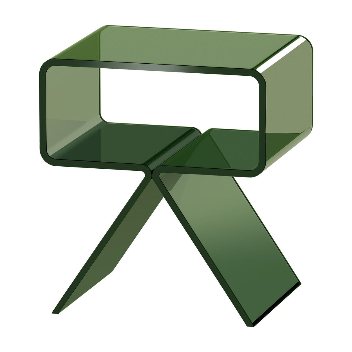 Acrylic Nightstand Side Table, Modern Clear Bedside Table with Storage Shelf, Transparent Small End Desk for Living Room, Bedroom, Home Decor, No Assembly Needed, 11.8 x 15.4 x 17 in (Green)