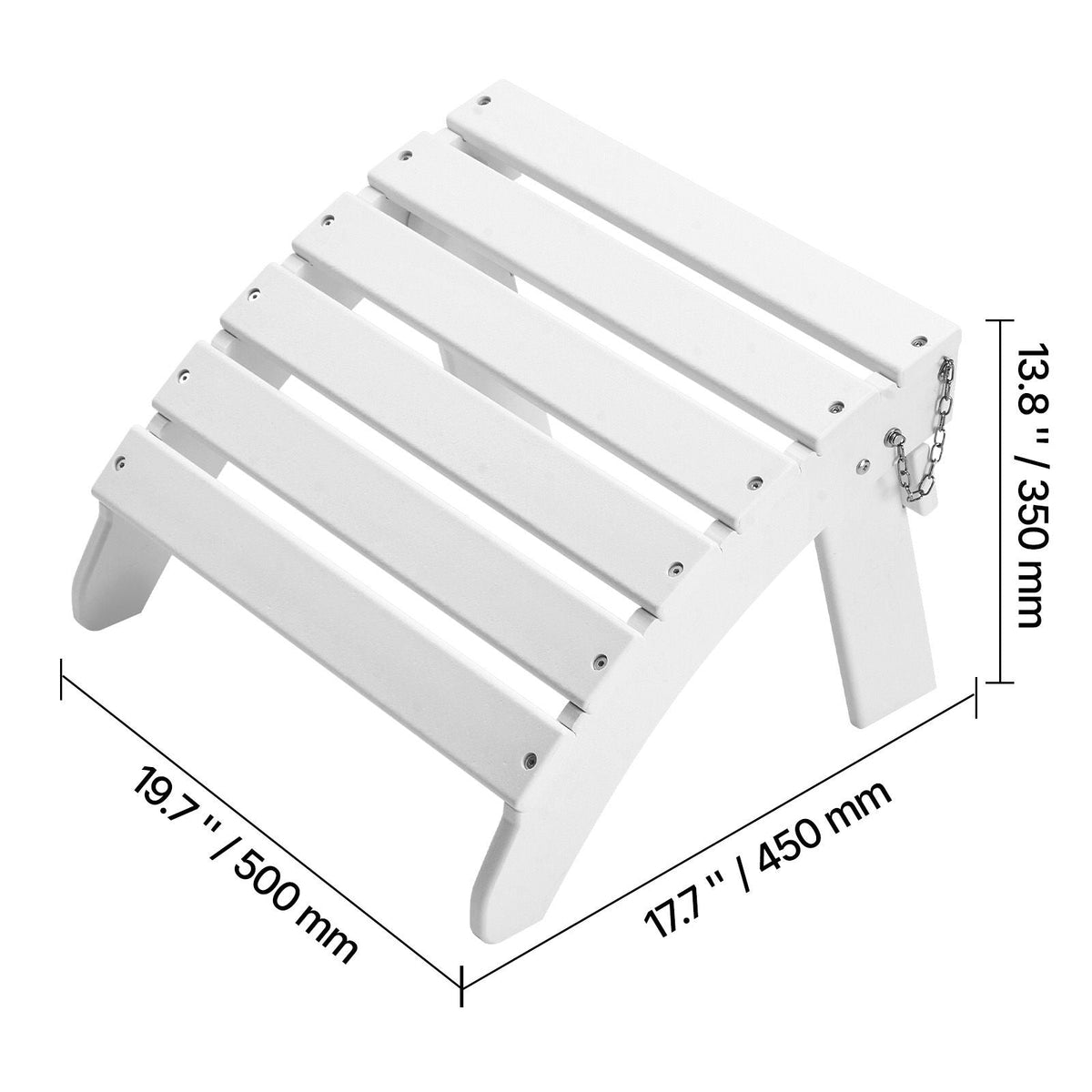 Adirondack Ottoman, 17.7L x 19.7W x 13.8H Inch HDPE Plastic Folding Adirondack Ottoman, Weather-Resistant Foot Rest for Adirondack Chair, Widely Used for Outside Porch Pool Lawn Backyard, White