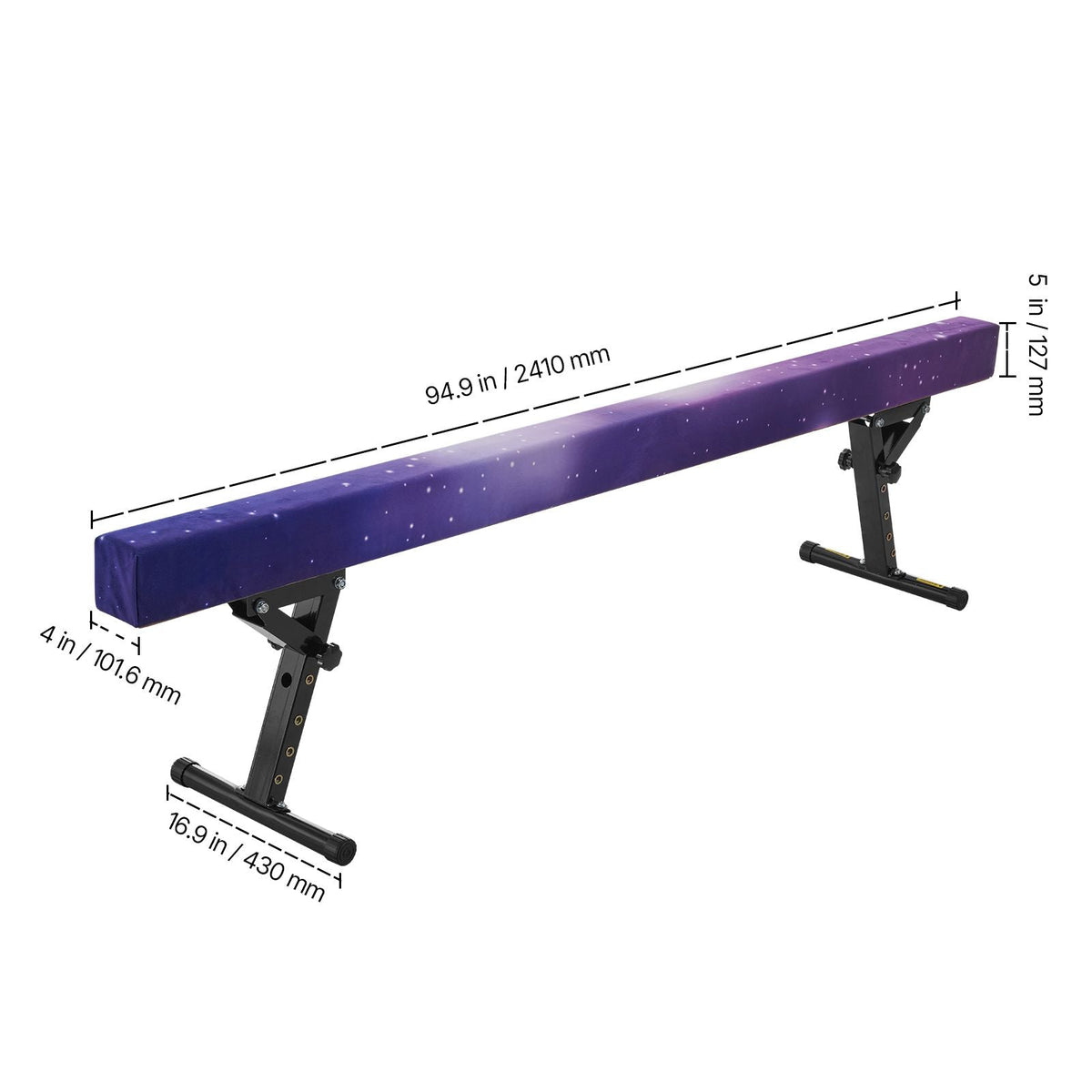 Adjustable Balane Beam for Kids, 8FT Gymnastics Beam, High and Low Floor Beams of 5 Adjustable Heights for All Gymnastic Levels, Professional Gymnastic Equipment for Home and Gym Center, Galaxy