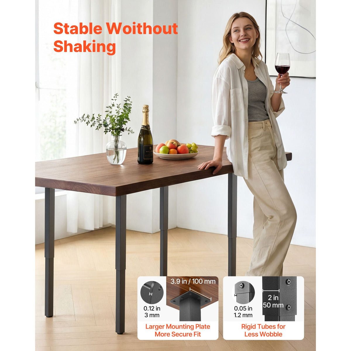 Adjustable Table Legs, 24-40 in Square Steel Furniture Legs, 1200 lbs Max Load Heavy Duty, Quick Installation, Ideal for Home Office Desk DIY, Coffee Dinner Bar Tables, Workbenches, 4 PCS, Black