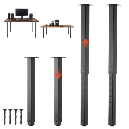 Adjustable Table Legs, 24-40 in Square Steel Furniture Legs, 1200 lbs Max Load Heavy Duty, Quick Installation, Ideal for Home Office Desk DIY, Coffee Dinner Bar Tables, Workbenches, 4 PCS, Black