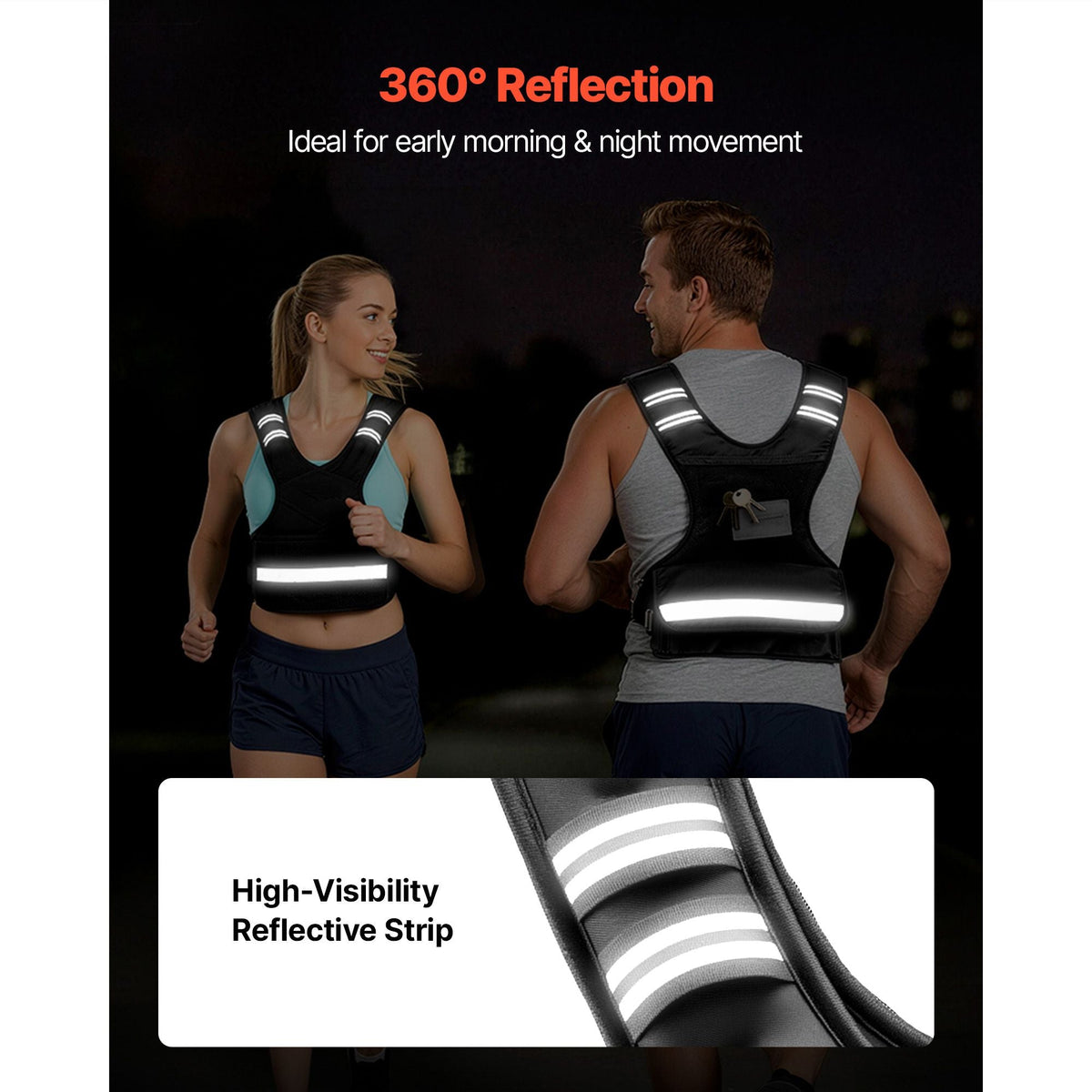 Adjustable Weighted Vest, 4-10 lbs Comfortable X-Shape Body Weight Vest Set with 6 Weight Packs and Reflective Stripe, for Men Women, Workout Equipment for Strength Training Running Jogging