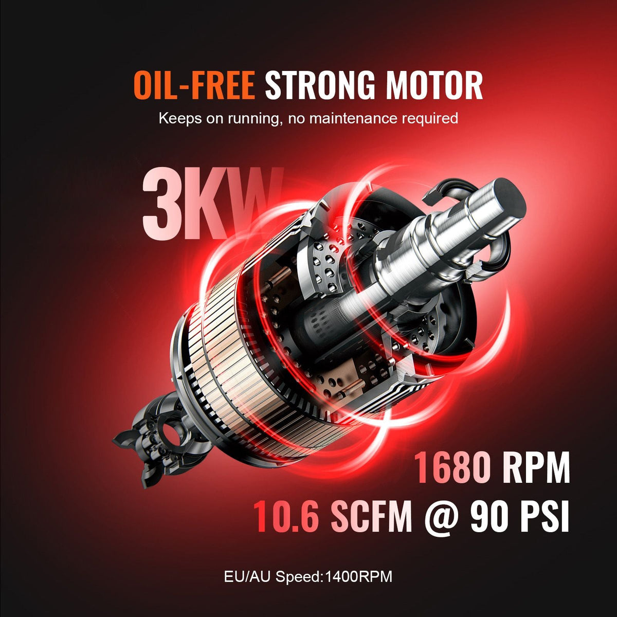 Air Compressor, 20 Gallon Steel Tank, 4HP 10.6 CFM@90 PSI Oil Free Air Compressor & Max. 125PSI Pressure, 78dB Ultra Quiet Portable Compressor, for Auto Repair, Tire Inflation, Spray Painting