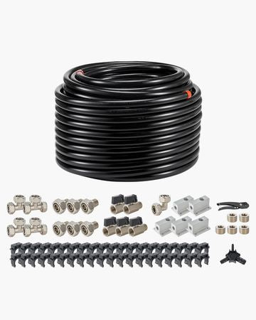 Air Compressor Line Kit, 200FT x 3/4", HDPE-Aluminum Compressed Air Piping System, Leak-Proof & Easy-to-Install, Compressed Air Line Tubing Kit for Garages Workshops, Black