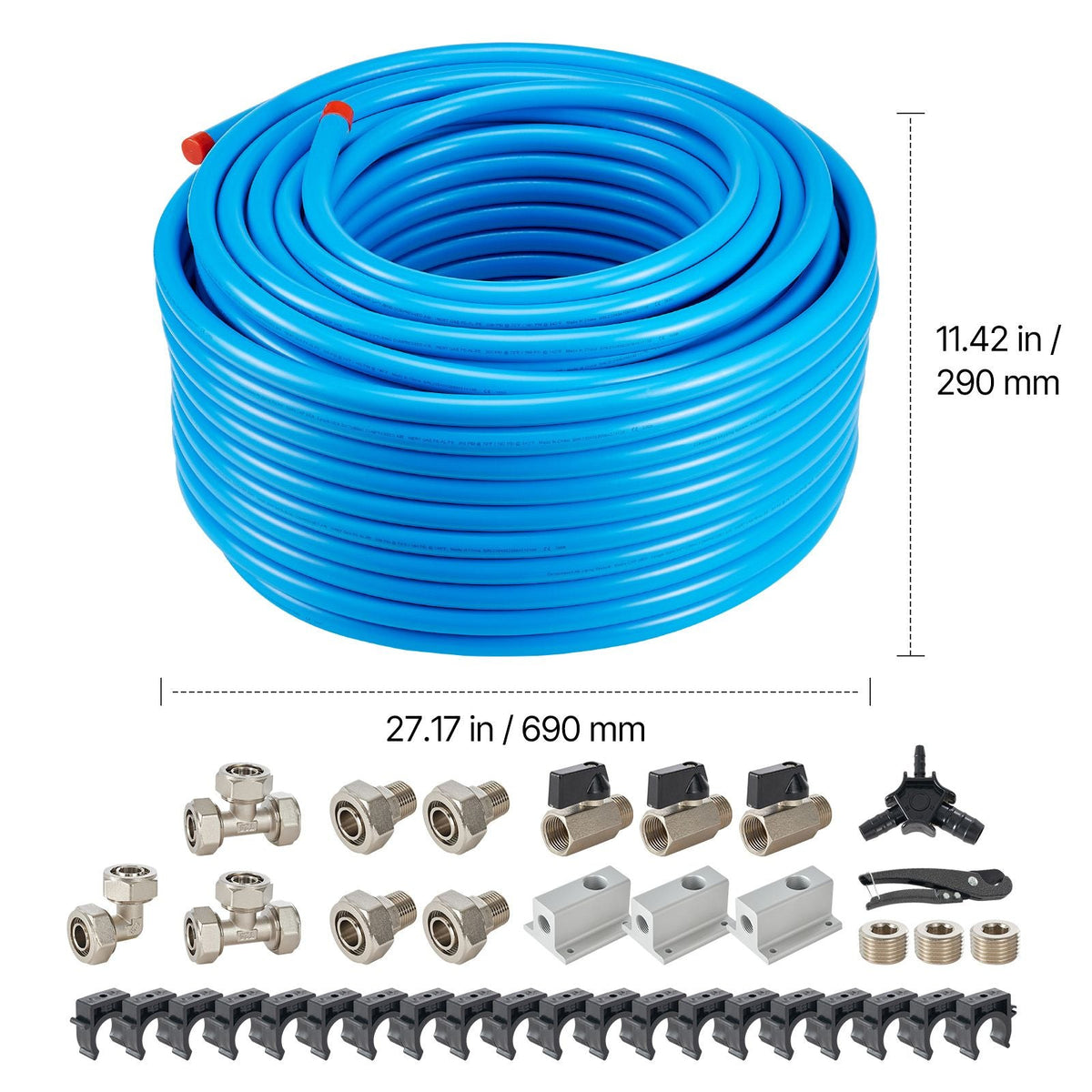 Air Compressor Line Kit, 300FT x 3/4", HDPE-Aluminum Compressed Air Piping System, Leak-Proof, Pressure-Resistant & Easy-to-Install, Compressed Air Line Tubing Kit for Garages Workshops, Blue