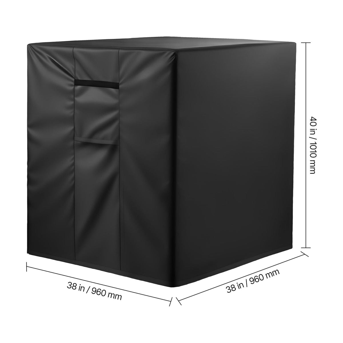 Air Conditioner Cover, 38 x 38 x 40 inch Ac Cover for Air Conditioning Unit, Three-Layer, Waterproof Polyester Fabric, Mesh Ventilation, Universal Defender for Outdoor Outside Ac Unit, Black