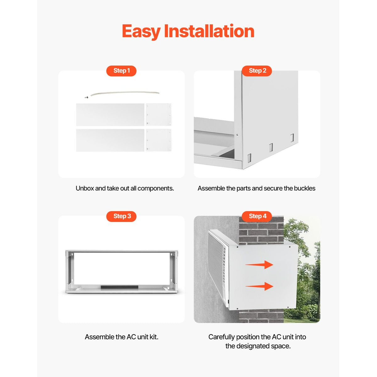 Air Conditioner Wall Sleeve, 42 in Through the Wall Air Conditioner Sleeve, Wall Sleeve, Compatible with Most Brands of Through the Wall AC, Durable and Weather-Resistant Insulation Accessories