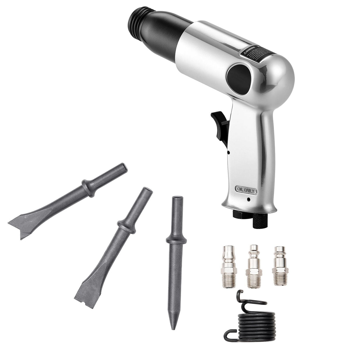 Air Hammer, 3500BPM Pneumatic Hammer with 2.76 inch Stroke & 4PCS Chisels Round Shank, Pistol-Grip Compact Air Chisel Pneumatic Shovel Tool for Cutting Punching Scraping