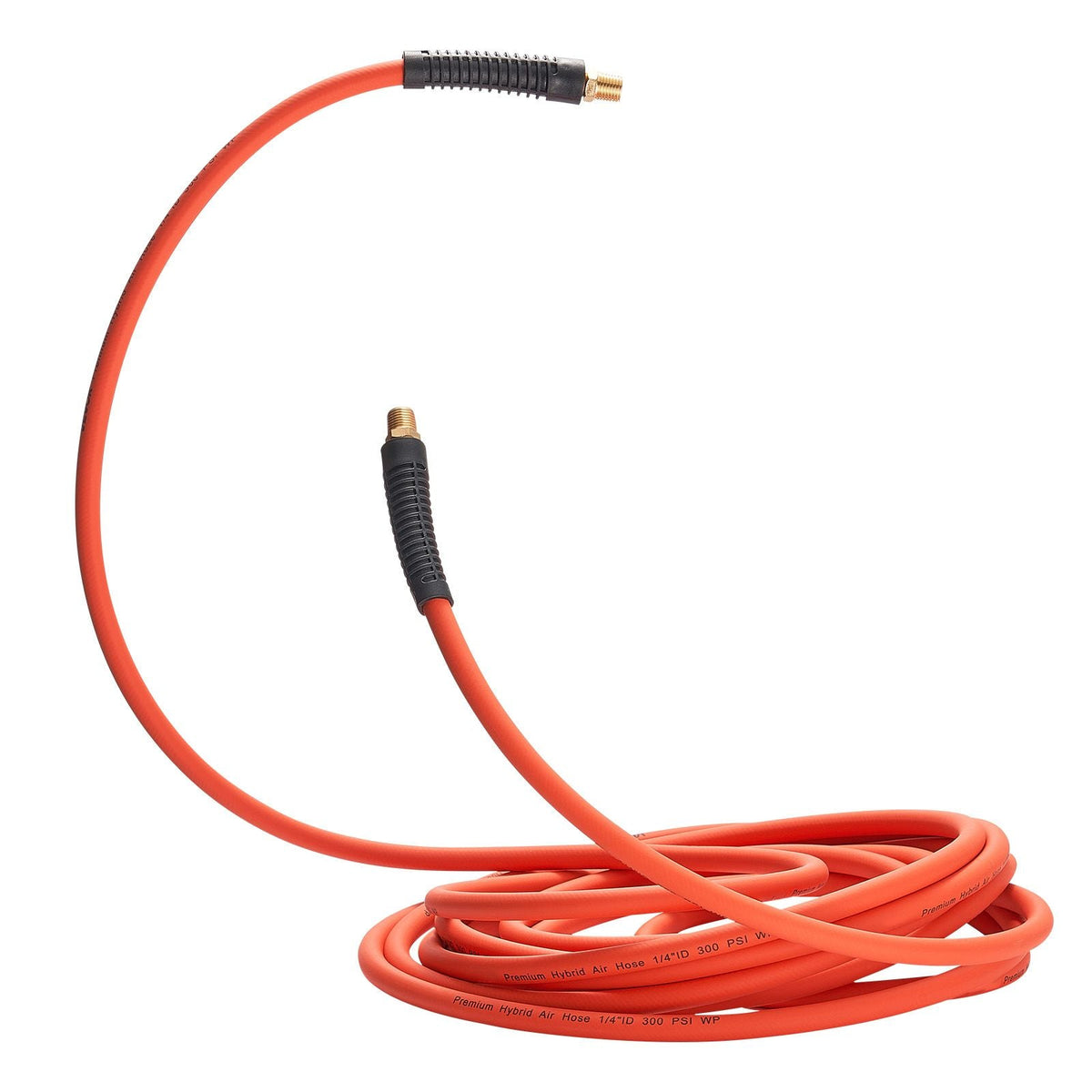 Air Hose, 1/2" x 100ft Hybrid Air Hose, Lightweight, Kink Resistant, Pneumatic Hoses with 1/2 inch Solid Brass Male Fitting, Three-Layer Hybrid Material, 300 PSI, All-Weather Flexibility, Orange