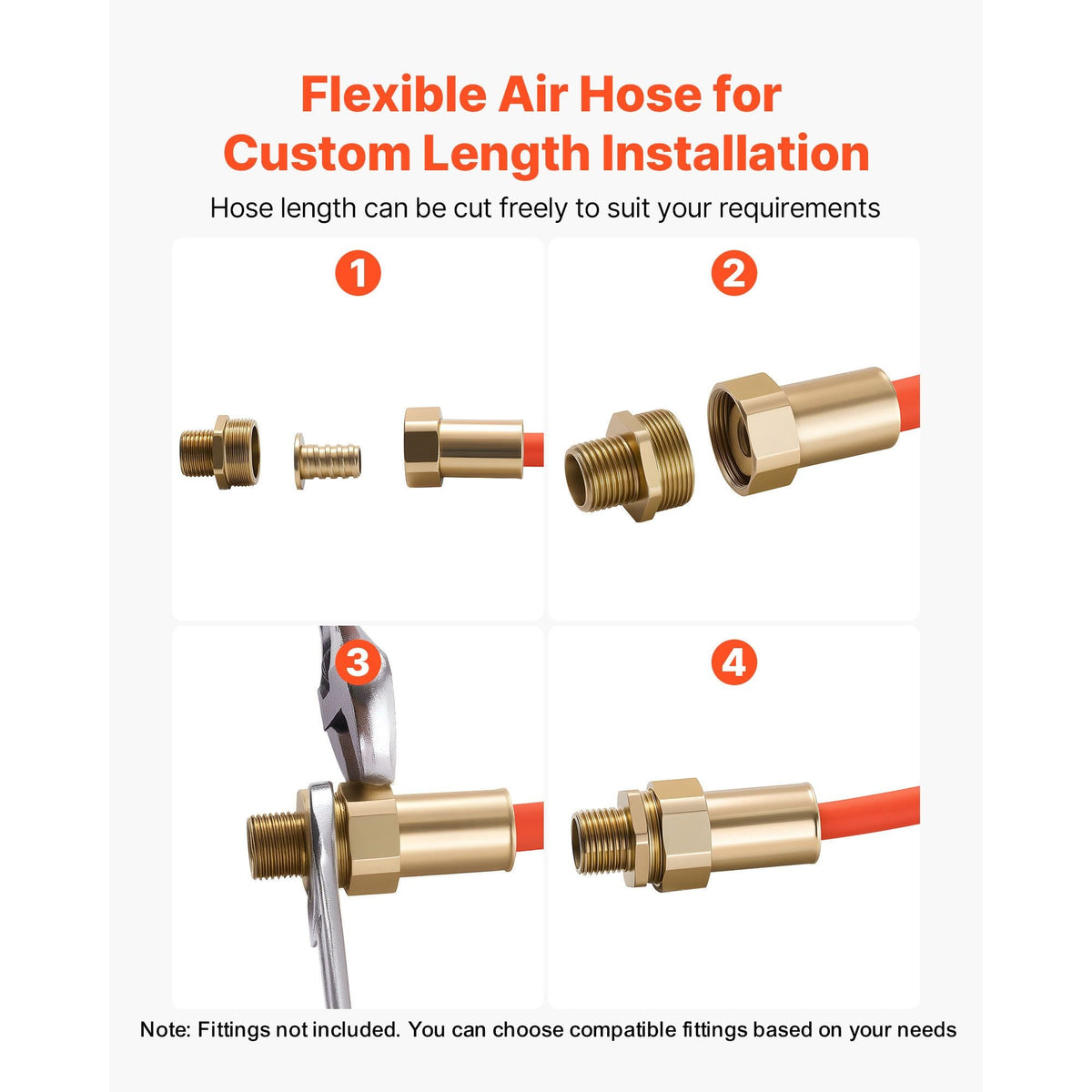 Air Hose, 3/8'' x 250ft Hybrid Air Hose, Lightweight, Kink Resistant, Pneumatic Hoses with Three-Layer Hybrid Material for Auto, Home & Building, 300 PSI, All-Weather Flexibility, Orange