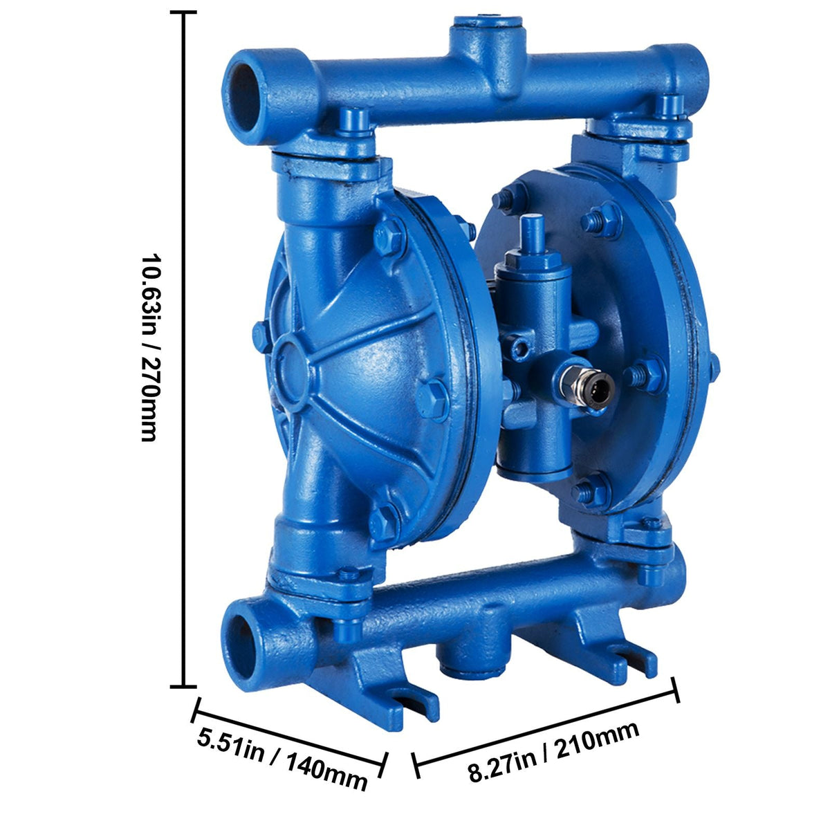 Air-Operated Double Diaphragm Pump, 1/2 in Inlet & Outlet, Cast Iron Body, 3 GPM & Max 90 PSI, Nitrile Diaphragm Pneumatic Transfer Pump for Petroleum, Diesel, Oil & Low Viscosity Fluids