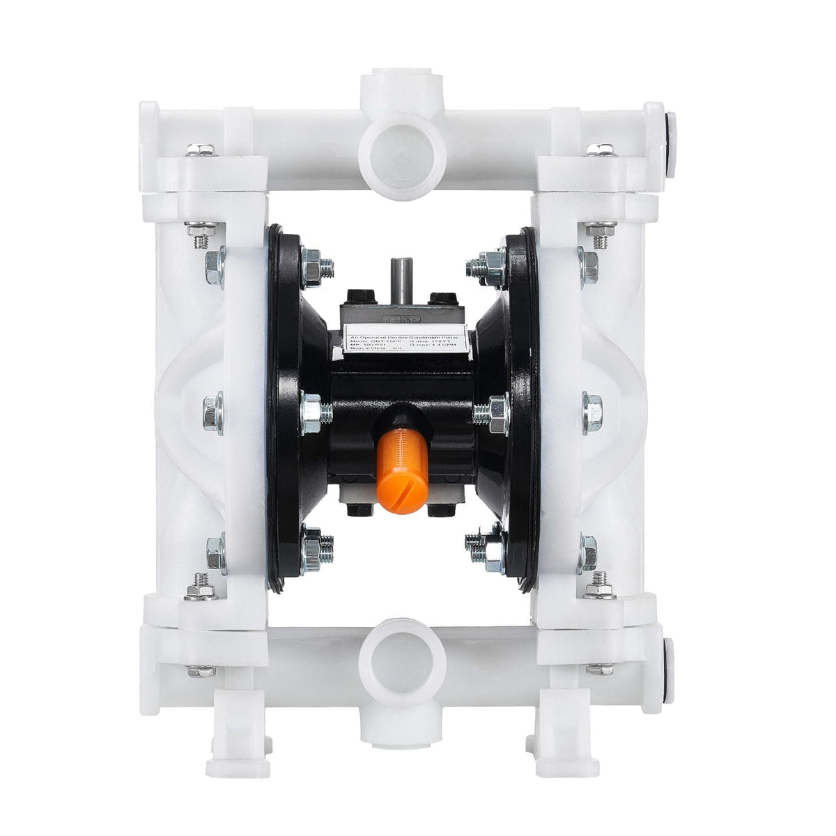 Air Operated Double Diaphragm Pump, 4.4 GPM, 1-1/2 inch Inlet & Outlet Pneumatic Waste Oil Transfer Pump, Max 100 PSI, Polypropylene Body, Air-Operated for Diesel, Grease, Kerosene, Gasoline
