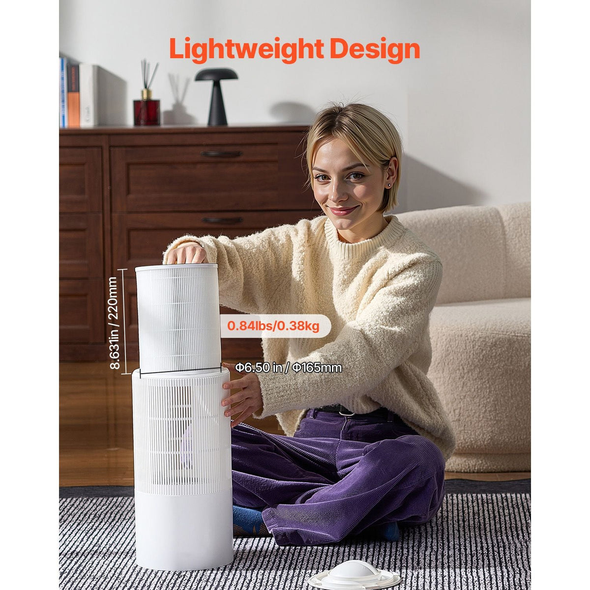 Air Purifier Replacement Filter, H11, 2-in-1 Compact & Lightweight Replacement Filter with PET Pre-Filter, Easy-to-Grab Purifier Filter with Non-Woven Fabric, Fit for Cylindrical Purifier