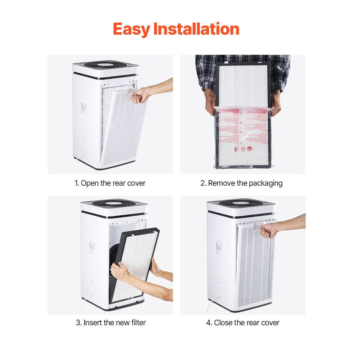 Air Purifier Replacement Filter, H13, 2-in-1 Compact & Lightweight Replacement Filter with Non-Woven Fabric, Easy-to-Install Purifier Filter with Activated Carbon, Fit for Square Purifier