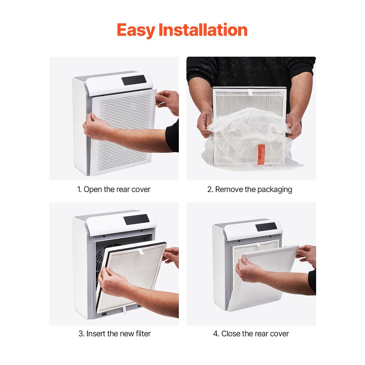 Air Purifier Replacement Filter, H13, 3-in-1 Compact & Lightweight Replacement Filter with Sturdy PET Pre-Filter, Easy-to-Grab Purifier Filter with Activated Carbon, Fit for Square Purifier