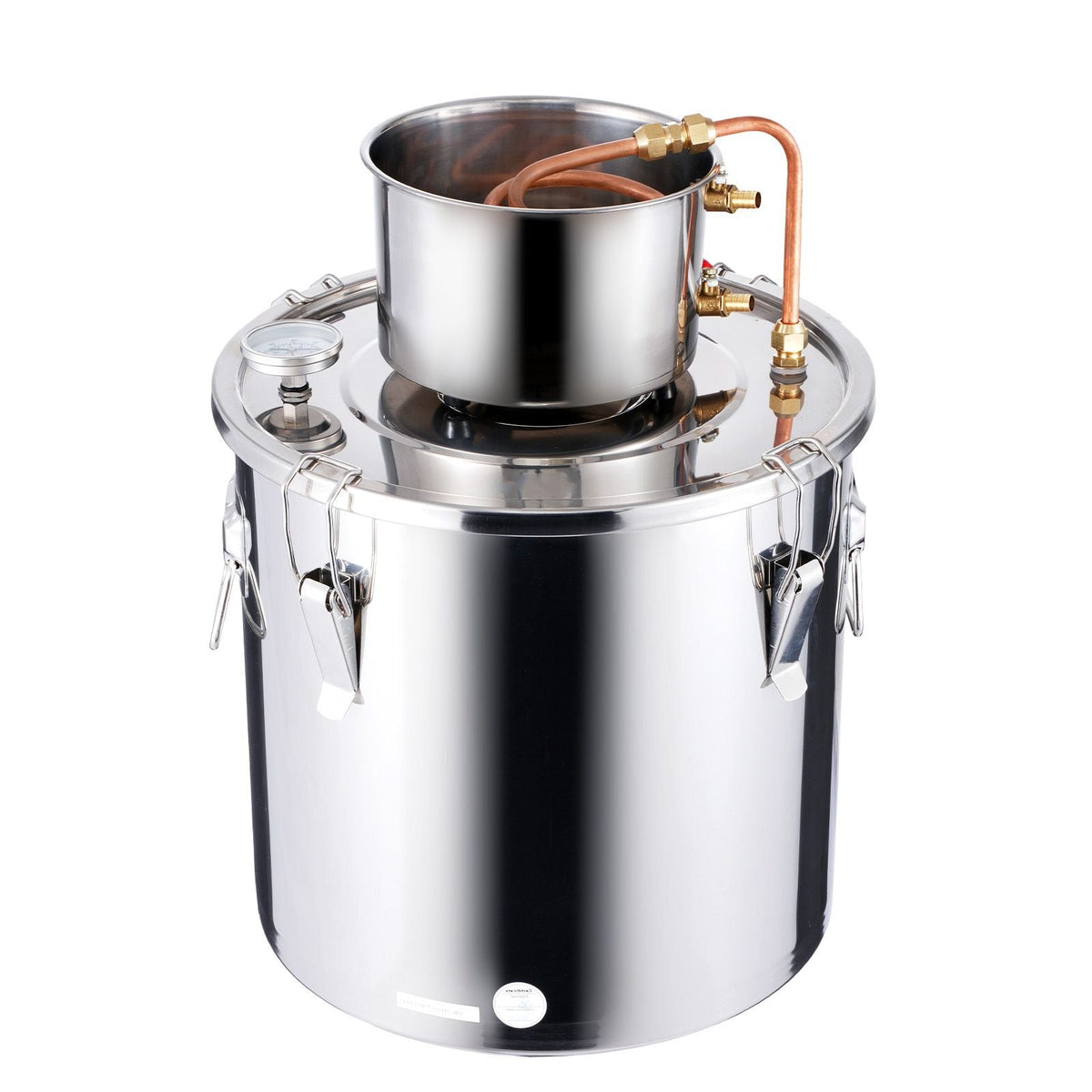 Alcohol Still, 8 Gal / 30 L Stainless Steel Water Alcohol Distiller with Copper Coil, Home Brewing Refining Fermentation Kit with Thermometer & Pump, for Wine Whisky Brandy, Silver