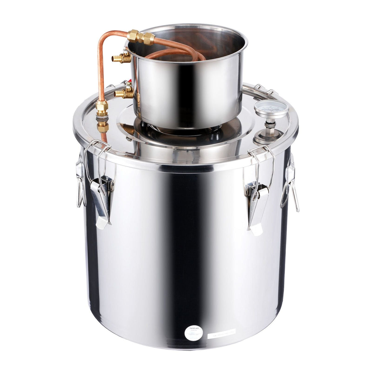 Alcohol Still, 8 Gal / 30 L Stainless Steel Water Alcohol Distiller with Copper Coil, Home Brewing Refining Fermentation Kit with Thermometer & Pump, for Wine Whisky Brandy, Silver