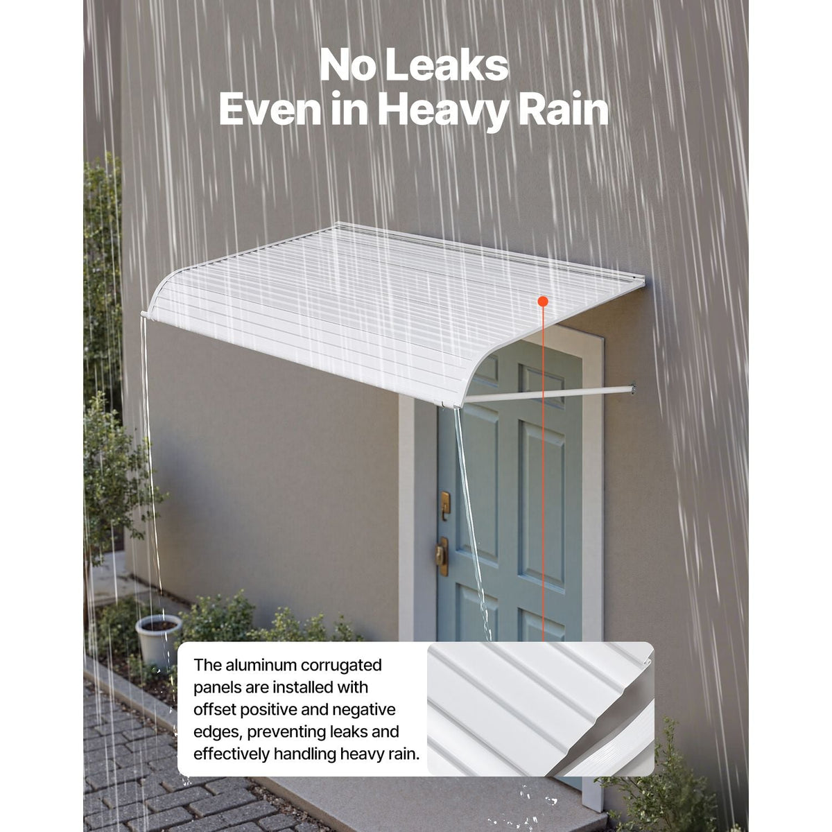 Aluminum Awning 60 x 42 in, Durable Window Awning Door Canopy, Lightweight and Stable Aluminum Awnings for Doors Exterior Rain Snow Sunlight Protection for Door Entrance Windows Patio Porch