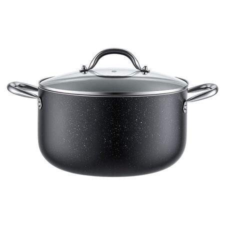 Aluminum Stock Pot, 6-Quart Nonstick Ceramic Coated Pot with Glass Lid, PFOA-Free, PFAS-Free, Compatible with Gas Stoves, Induction Cooktops, Electric Stoves, for Soups, Stews, and Pasta