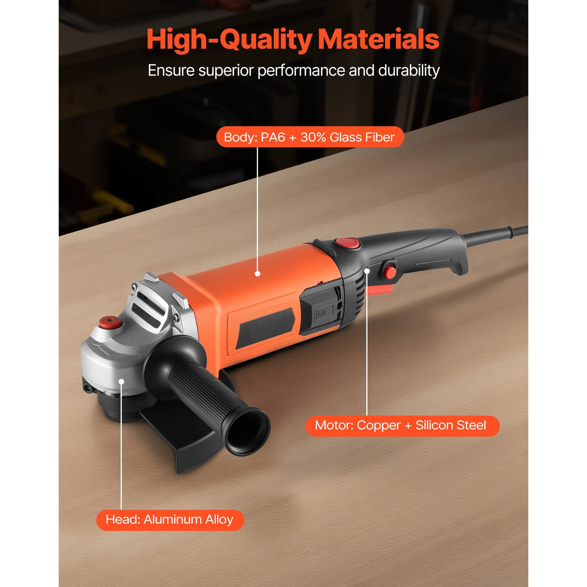 Angle Grinder, 7" Electric Grinder Power Tool, 13Amps 8500RPM High-Speed Corded Angle Grinders with 270° Adjustable Dust Guard for Metal Grinding, Cutting, Rust Removal (Disc Not Included)