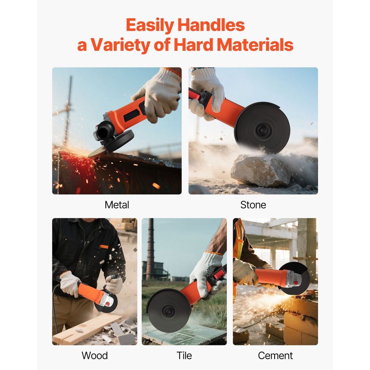 Angle Grinder, 7" Electric Grinder Power Tool, 13Amps 8500RPM High-Speed Corded Angle Grinders with 270° Adjustable Dust Guard for Metal Grinding, Cutting, Rust Removal (Disc Not Included)