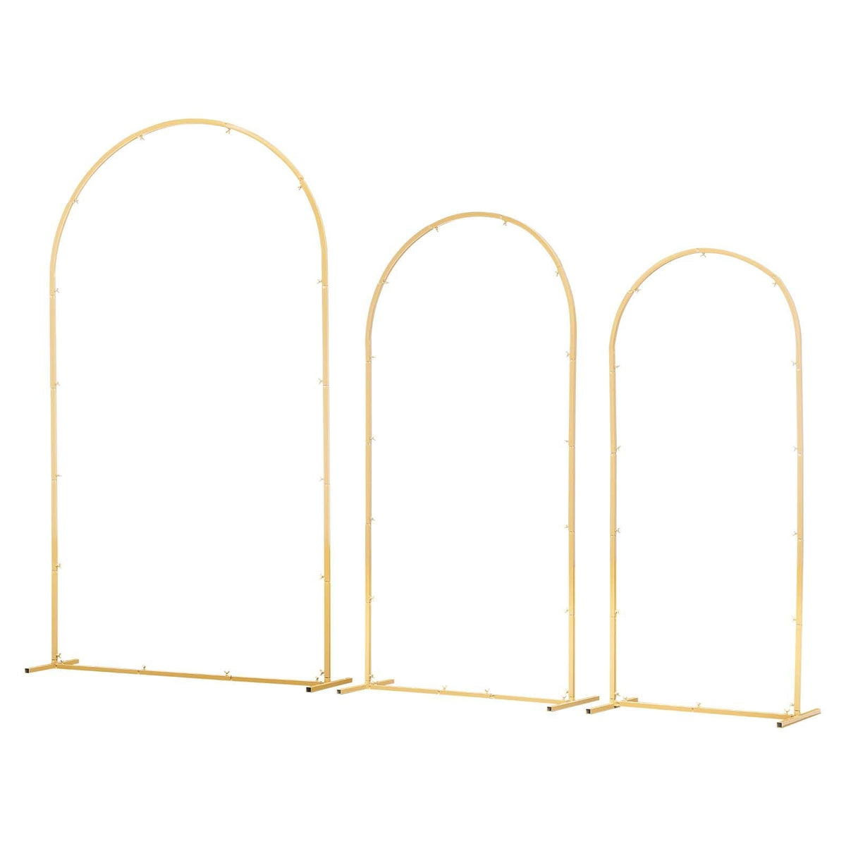 Arch Backdrop Stand, Set of 3, 7.2/6.6/6 ft, Stable Structure, Easy Assembly, Gold Metal Arch Backdrop Stand for Wedding, Birthday Party, Graduation, Holiday Celebration, and Ceremony Decoration
