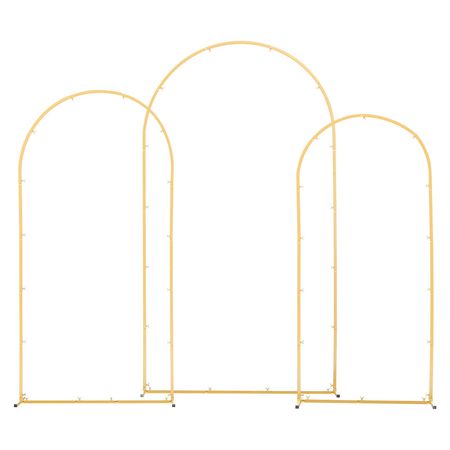 Arch Backdrop Stand, Set of 3, 7.2/6.6/6 ft, Stable Structure, Easy Assembly, Gold Metal Arch Backdrop Stand for Wedding, Birthday Party, Graduation, Holiday Celebration, and Ceremony Decoration