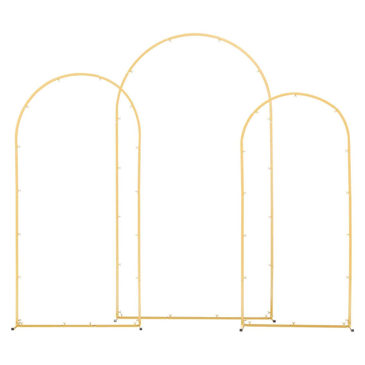 Arch Backdrop Stand, Set of 3, 7.2/6.6/6 ft, Stable Structure, Easy Assembly, Gold Metal Arch Backdrop Stand for Wedding, Birthday Party, Graduation, Holiday Celebration, and Ceremony Decoration