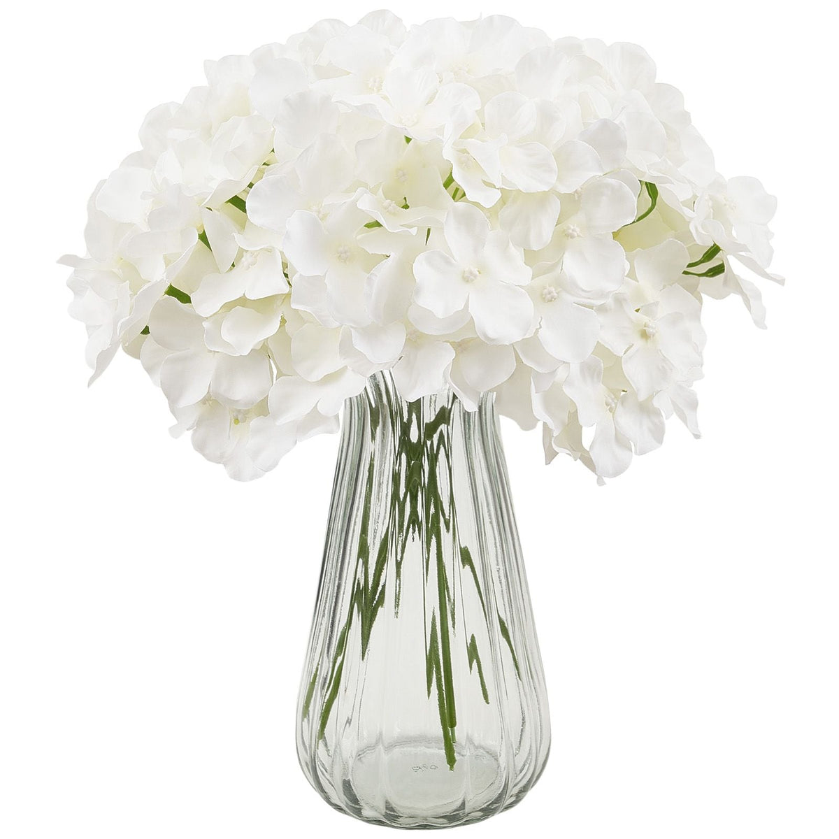 Artificial Flowers, 105 pcs Real Looking White Silk Fake Hydrangea Bulk, White Faux Bridal Shower with Stems for DIY Wedding Bouquets, Home Centerpieces Arrangements, Party Tables Decorations