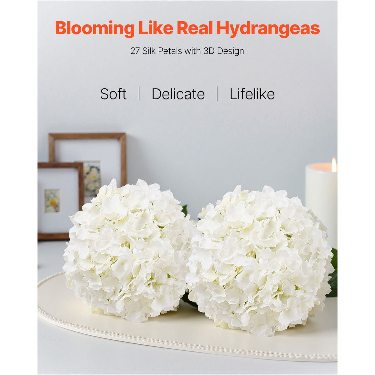 Artificial Flowers, 65 pcs Real Looking White Silk Fake Hydrangea Bulk, White Faux Bridal Shower with Stems for DIY Wedding Bouquets, Home Centerpieces Arrangements, Party Tables Decorations