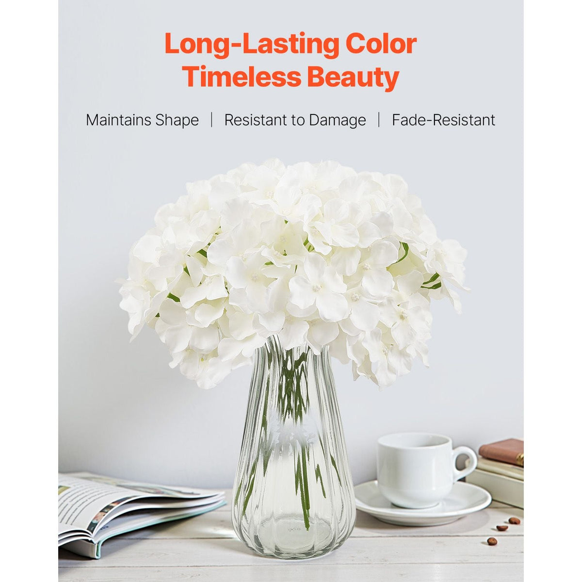 Artificial Flowers, 65 pcs Real Looking White Silk Fake Hydrangea Bulk, White Faux Bridal Shower with Stems for DIY Wedding Bouquets, Home Centerpieces Arrangements, Party Tables Decorations