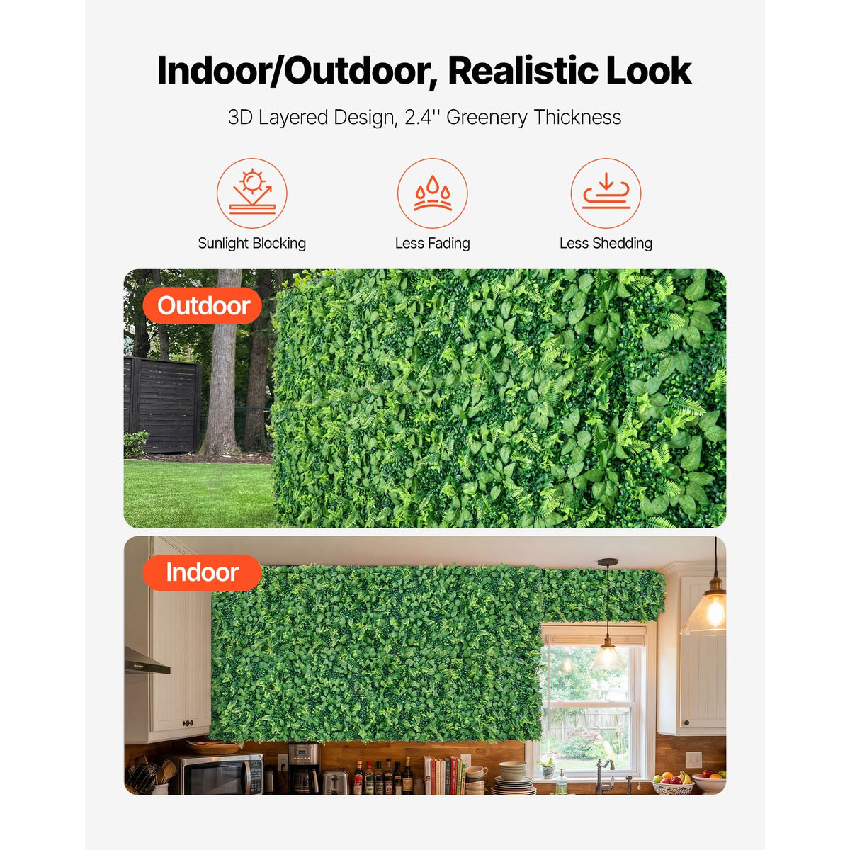 Artificial Plant Wall, 4 PCS, Each Panel 2 x 8 ft Artificial Boxwood Panels, Sun Protection Greenery Backdrop Privacy Hedge Fence, Fake Grass Screen for Wedding, Indoor, Outdoor Garden, Backyard