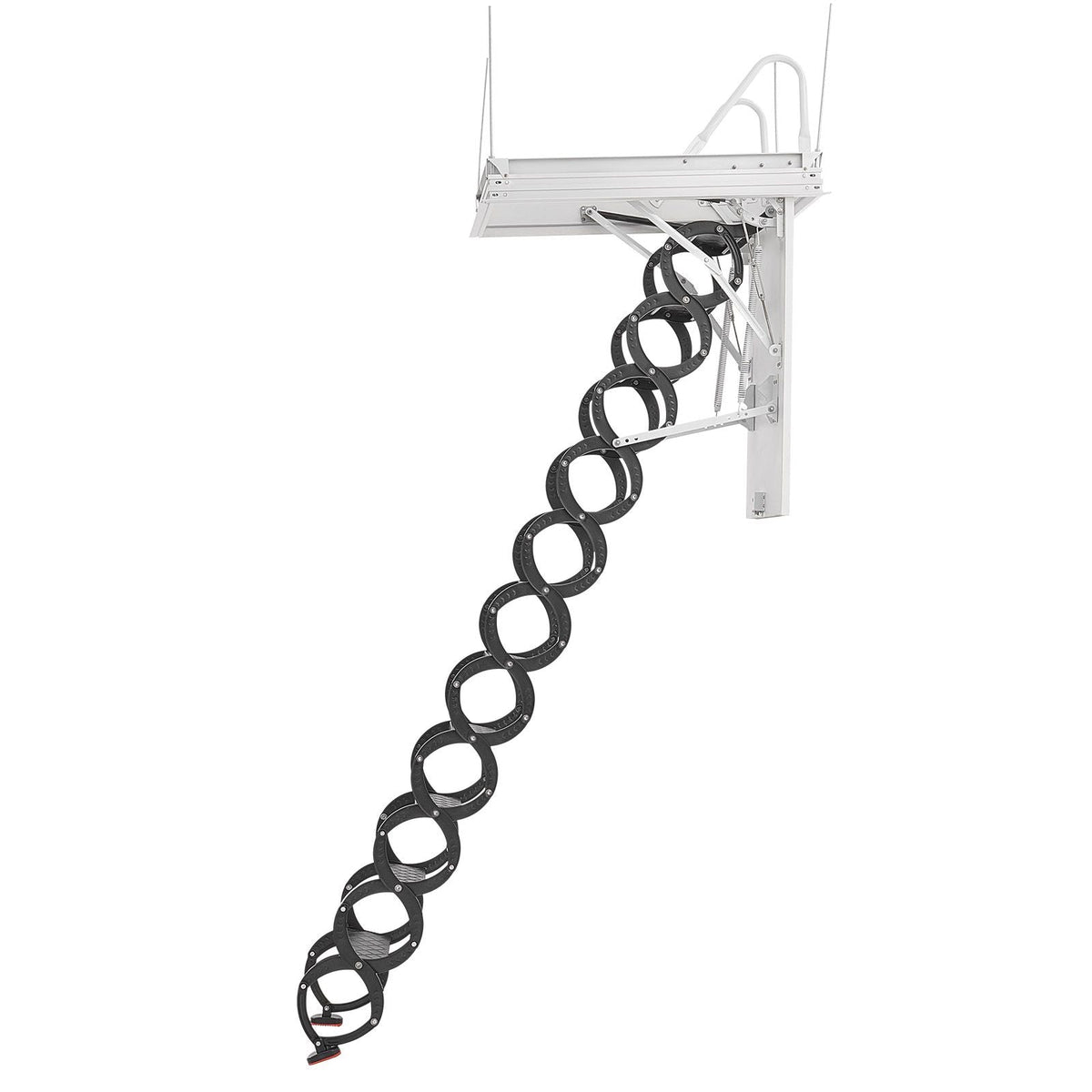 Attic Ladder, 660LBS/299.4KG Capacity, Fits 8.5 to 9.4 ft Ceiling Height and 39.4 x 27.5 inch Opening Size, Alloy Steel Pull-Down Retractable Ceiling Stair with Pulling Rod for Attic Loft Roof