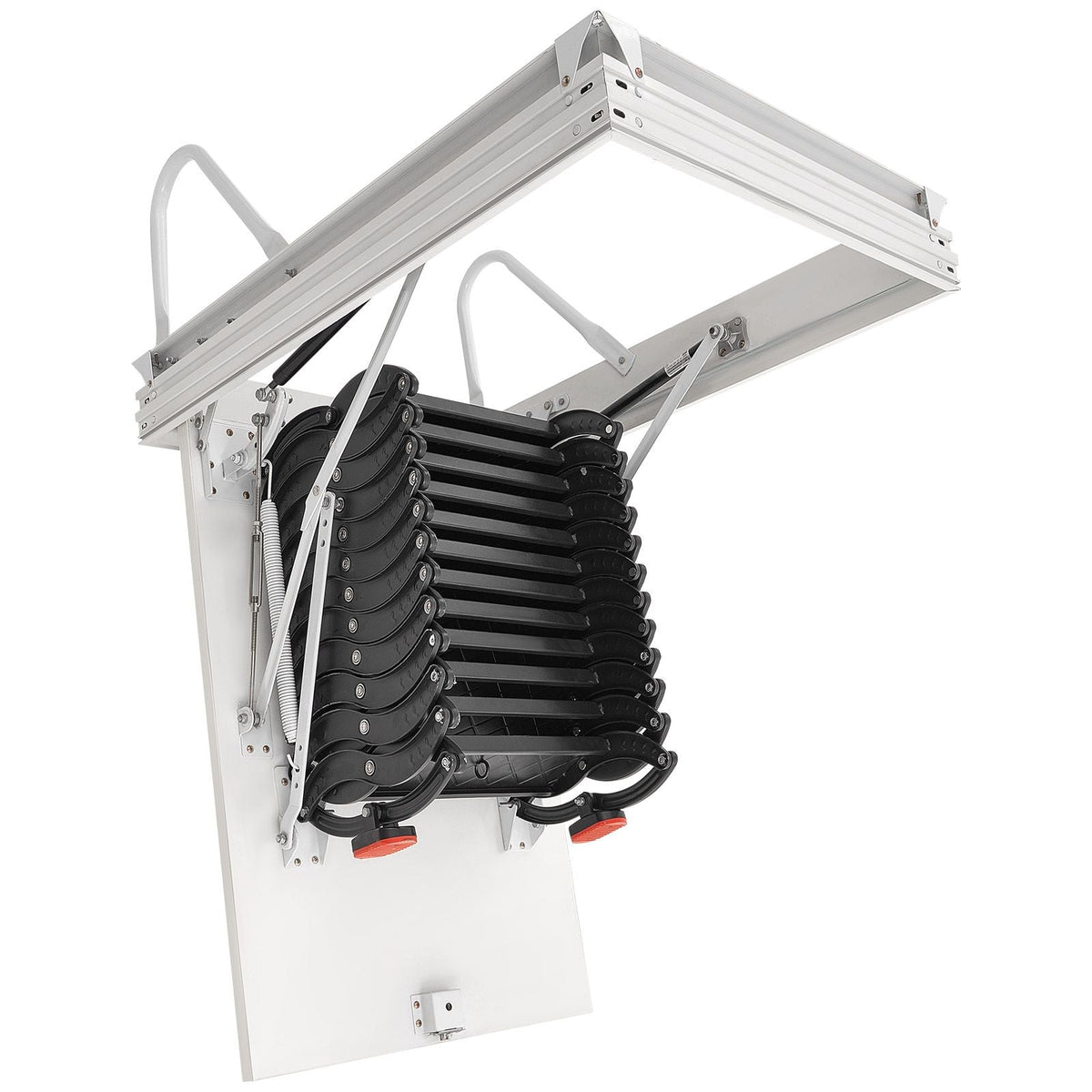 Attic Ladder, 660LBS/299.4KG Capacity, Fits 9.5 to 10.2 ft Ceiling Height and 39.4 x 27.5 inch Opening Size, Alloy Steel Pull-Down Retractable Ceiling Stair with Pulling Rod for Attic Loft Roof