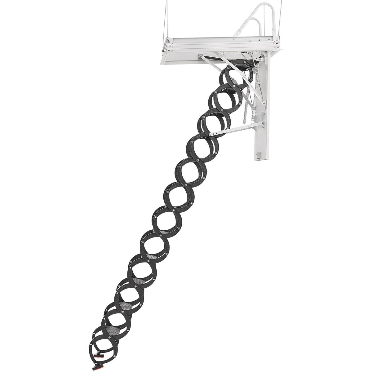 Attic Ladder, 660LBS/299.4KG Capacity, Fits 9.5 to 10.2 ft Ceiling Height and 39.4 x 27.5 inch Opening Size, Alloy Steel Pull-Down Retractable Ceiling Stair with Pulling Rod for Attic Loft Roof