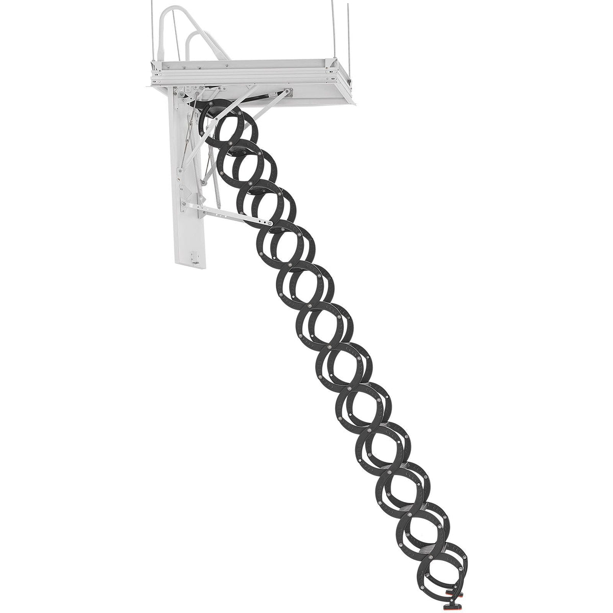 Attic Ladder, 660LBS/299.4KG Capacity, Fits 9.5 to 10.2 ft Ceiling Height and 39.4 x 27.5 inch Opening Size, Alloy Steel Pull-Down Retractable Ceiling Stair with Pulling Rod for Attic Loft Roof