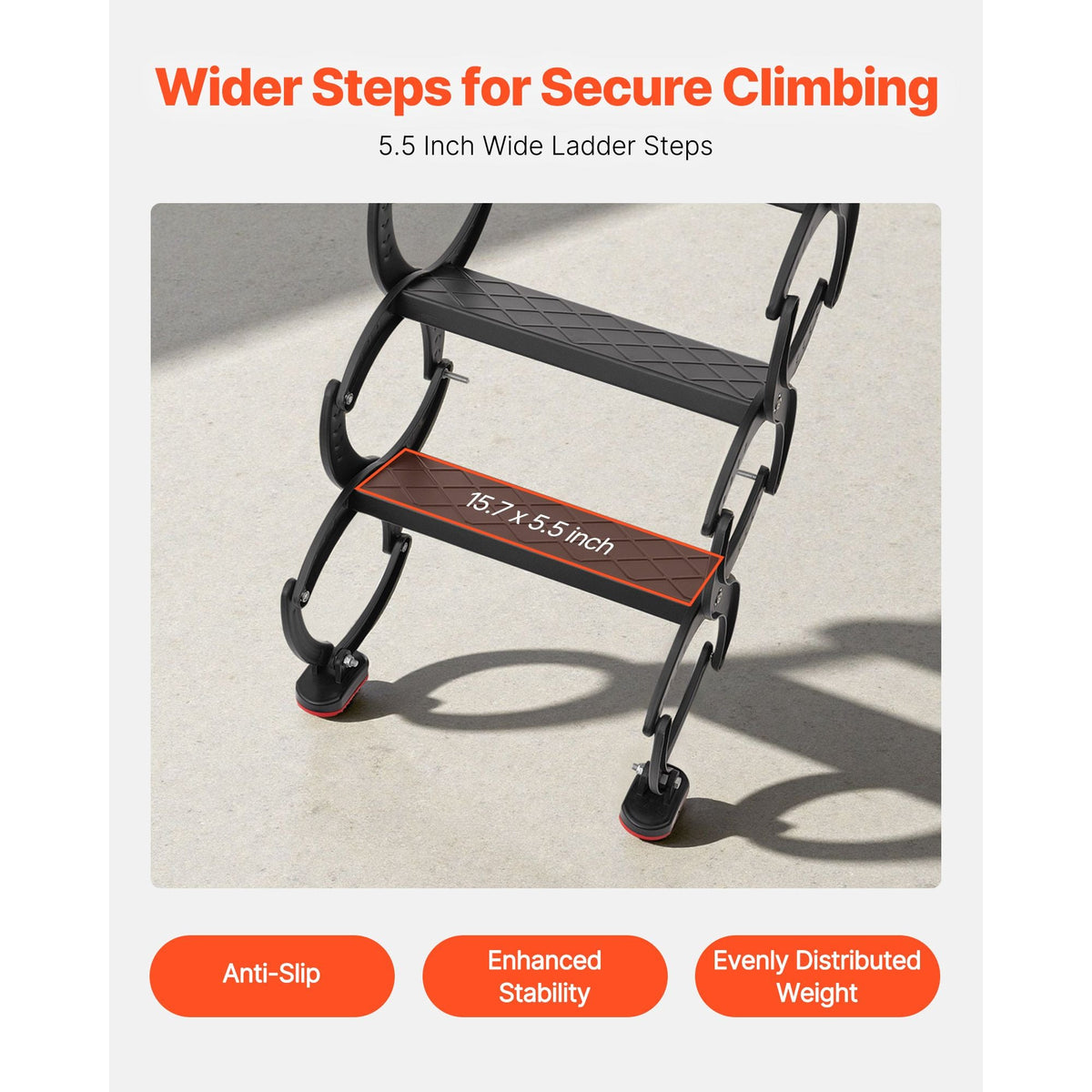 Attic Ladder Wall-Mounted, 660LBS/299.4KG Capacity, Fits 9.5 to 10 ft Ceiling Height, 12-Step Steel Folding Stairs with Handrails, Pull Down Attic Ladders for Attics, Garages, Roofs, Basements