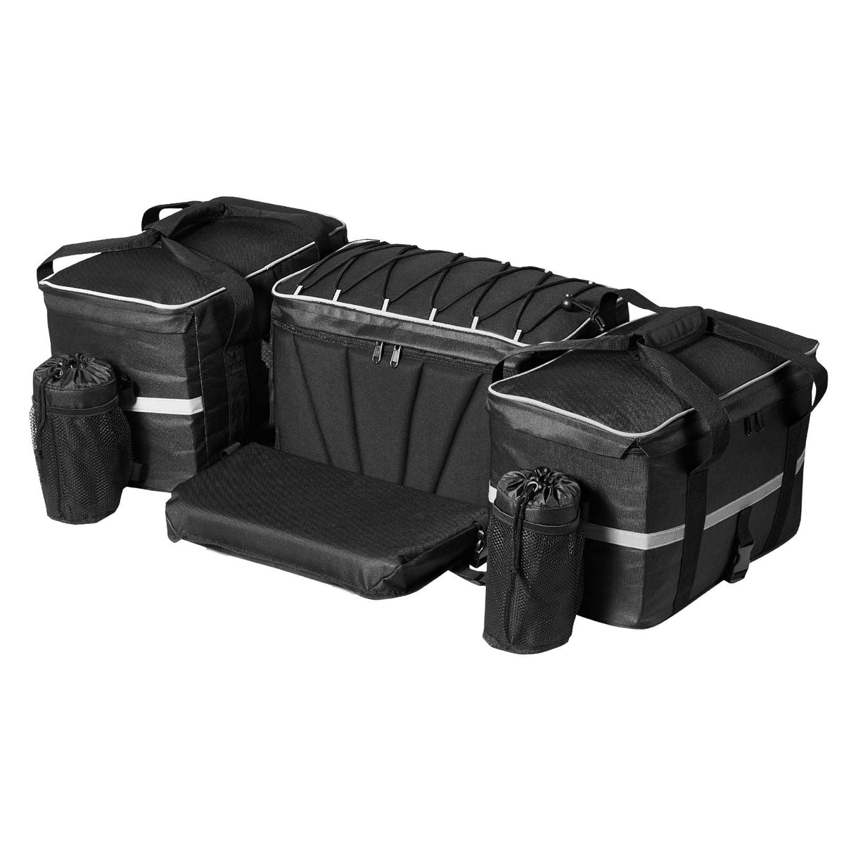 ATV Rear Storage Bag, 60L ATV Rear Cargo Storage Bag with Backrest & Waterproof Cover, 600D Oxford Cloth Rear Seat Gear Bag Fit Most ATVs with Rear Rack, Compatible with ATV, UTV, Can-Am Vehicle